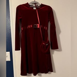 Red velvet dress w/purse, Girls size 14